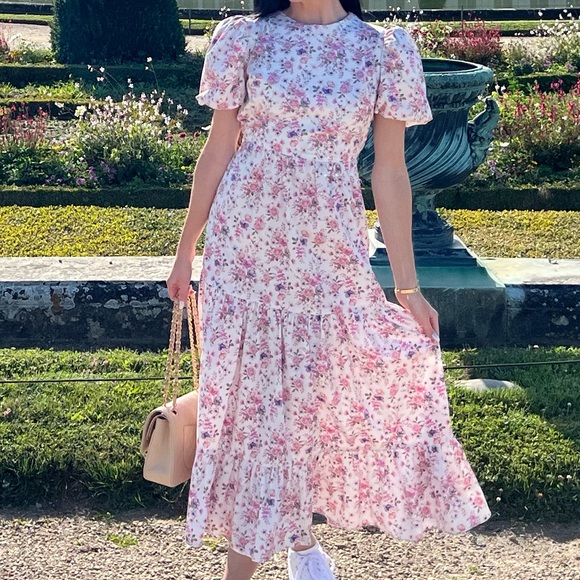 Floral maxi dress Petite 👗 US 0 Collective The Label Petite open back pink - Picture 5 of 11